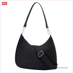Small Nylon Crossbody Shoulder Bag with Adjustable Straps, 2-in-1 Design